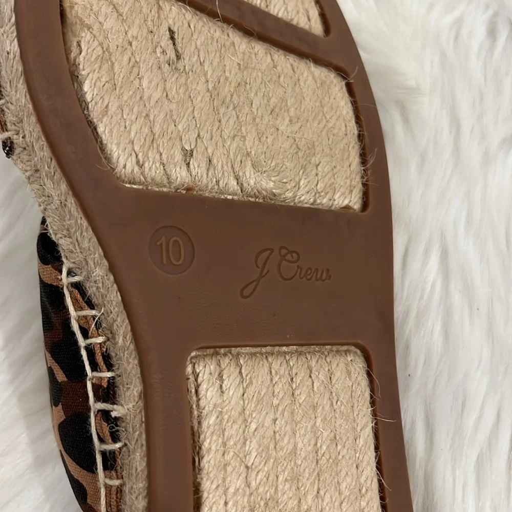 J.Crew Espadrille Sandals Women Size 10 Leopard Print Canvas Slide Twisted Knot